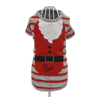 Croci T-Shirt Hund Little Santa gestreift grau rot
