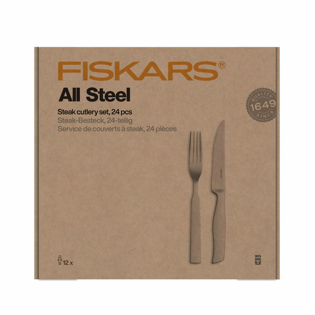 Fiskars set van steak bestek 24 szt. alle staal