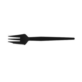 Snackvork herbruikbaar met snijrand 130mm zwart (1000 stuks)
