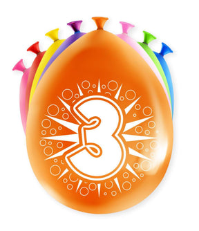 Paperdreams happy party ballonnen - 3 jaar - pak a 8 stuks latex