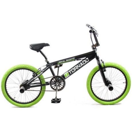 Royal BMX-Fahrrad – Bugatti Tornado Freestyle 20 Zoll – mattschwarz mit grünen Reifen