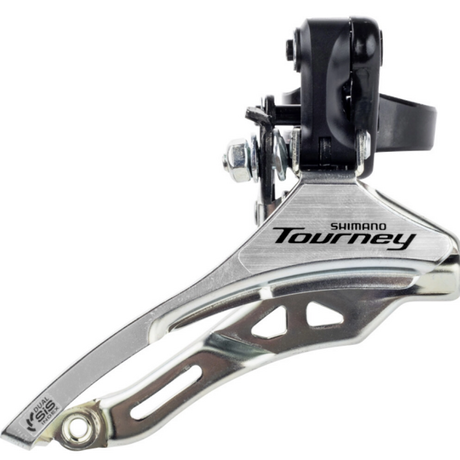 Shimano Umwerfer 3 x 6 7 Gang 3 x 6 7V Tourney FD-TY300 Down Swing Top Pull – hohe Klemme 28,6 mm – 42 Zähne – (66–69°) – Schwarz Silber