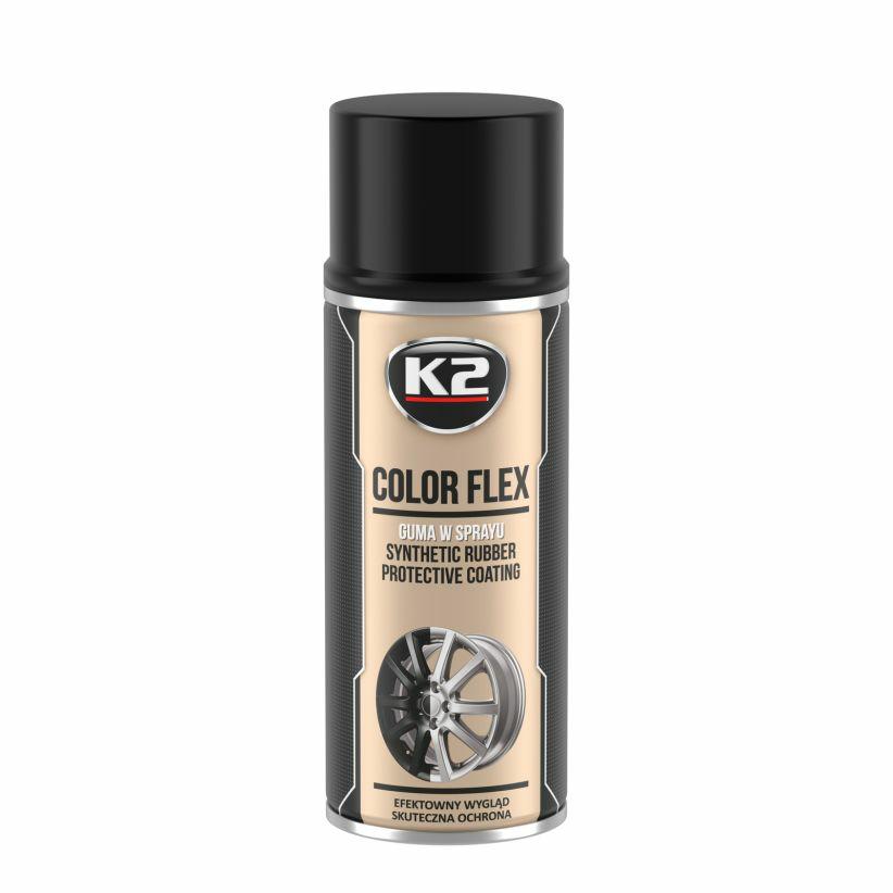K2 kleur flex spuitgom - zwart glans 400ml