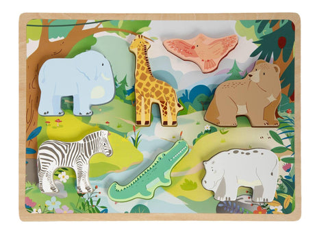 Moxy Holzpuzzle 3D 29x21cm Bauernhof Wildtiere 2 Sortiert