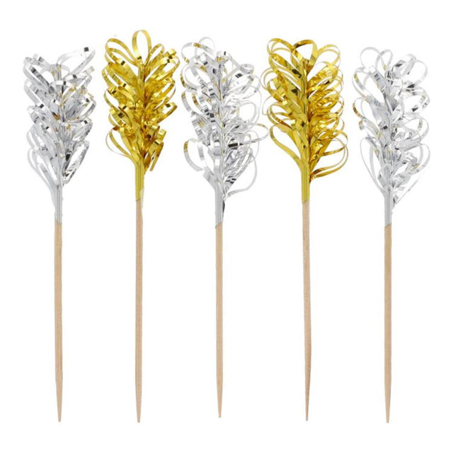 Papstar decoprikkers 10,5cm goud zilver pak a 30 stuks