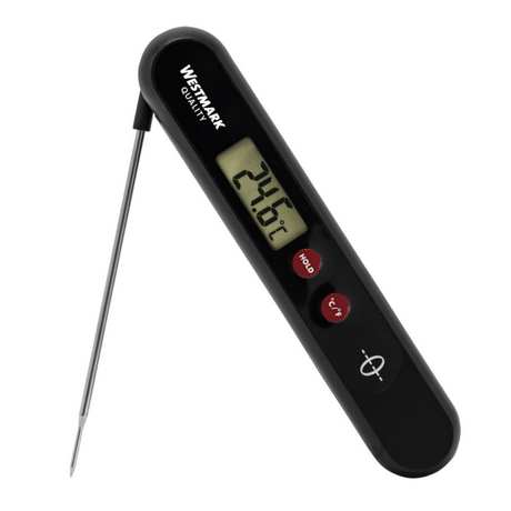 Westmark Leckagethermometer, ohne Batterien, mit Temperatursperrknopf, Edelstahl Kunststoff, Eco, Silber Schwarz Rot, 12962260