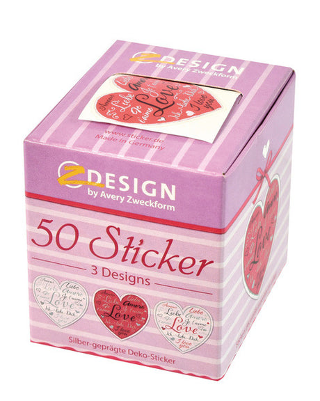 Avery av-56813 Deko-Aufkleberbox, Herzen, 3 Designs