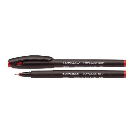 Schneider Schreibgeräte Schneider Fineliner – Topliner 967 – Strichstärke 0,4 mm – rot – Karton mit 10 Stück – S-9672