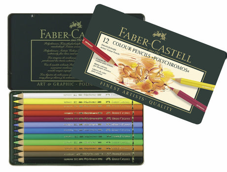 Faber Castell FC-110012 Buntstift Polychromos, 3,8 mm Kernstärke, Karton mit 12 Stück