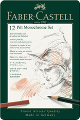 Faber-Castell FC-112975 Pitt Monochrom-Set, Faber-Castell, 12-teilig, mittelgroß