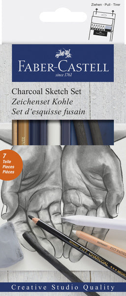 Faber Castell FC-114002 Faber-Castell Holzkohle-Set 7-teilig