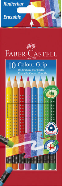 Faber-Castell fc-116613 Buntstift Faber-Castell Grip 2001 löschbares Federmäppchen mit 10 Stück