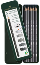 Faber-Castell FC-117805 Aquarellstift Faber-Castell Graphit-Federmäppchen mit 5 Stück
