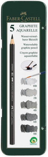 Faber-Castell FC-117805 Aquarellstift Faber-Castell Graphit-Federmäppchen mit 5 Stück