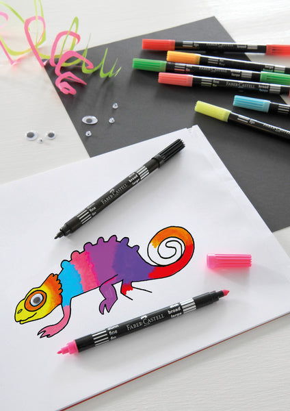 Faber Castell fc-151109 Filzstifte Duo Neonfarben im Etui 10 Stück
