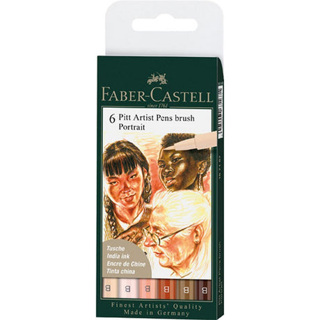 Faber Castell FC-167167 Pitt Artist Pens Brush Portrait 6 Stück