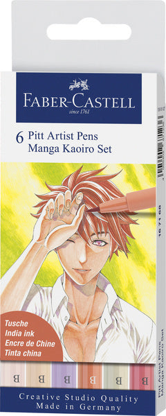 Faber-Castell FC-167168 Zeichenstift Faber-Castell Pitt Artist Pen Manga 6-teiliges Federmäppchen Kaoiro