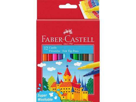 Faber Castell FC-554201 Filzstift, 12 Stück, waschbares Kartonetui