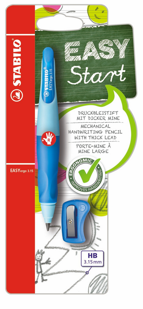 Stabilo easyergo 3.15 – ergonomischer Druckbleistift – Rechtshänder – blau