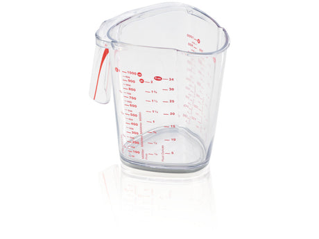 Leifheit Comfortline Messbecher - 1 Liter - inkl. rutschfeste Unterlage - inkl. Ausgießer – spülmaschinenfest – transparent
