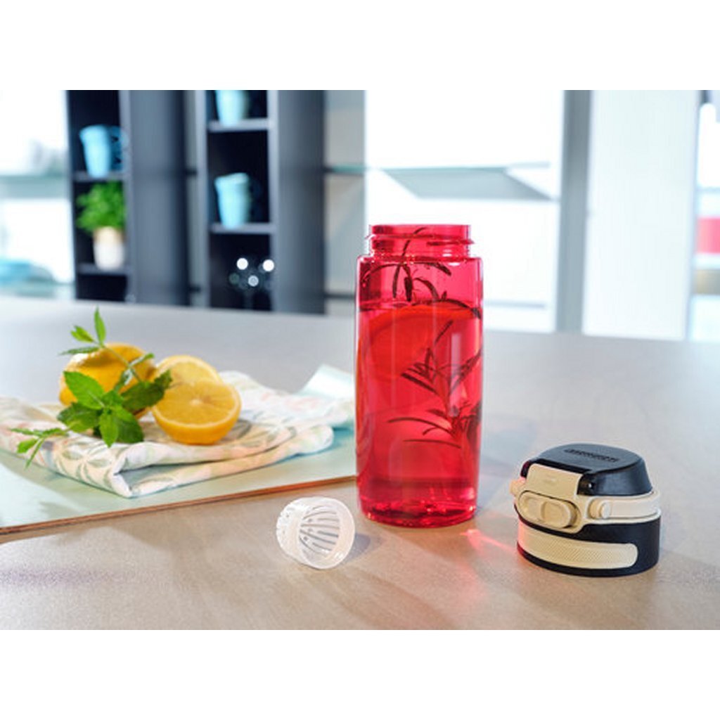 Leifheit 3263 Flip Tritan Trinkflasche 550 ml rot