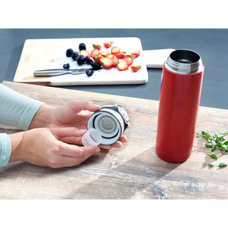 Leifheit Thermoskanne Flip Cup - 600 ml - Edelstahl - Rot