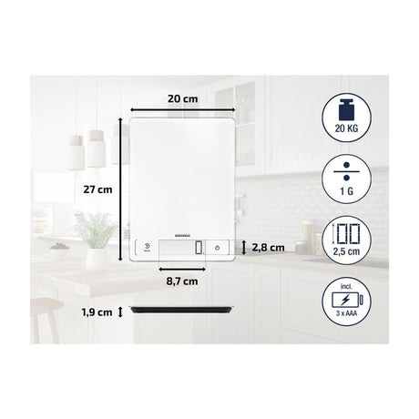 Leifheit Soehnle Küchenwaage Page Profi 300 – digital – 1 Gramm genau – bis 20 kg – weiß