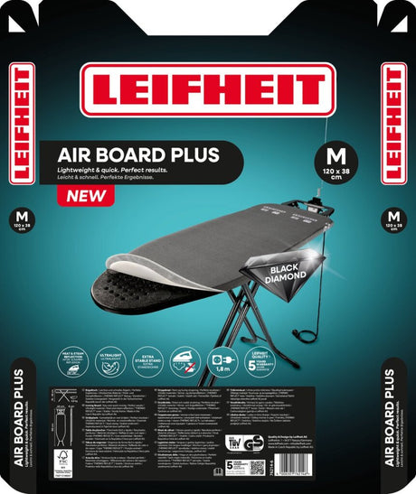 Leifheit Bügeltisch Airboard M – Compact Plus – 120 x 38 – Schwarz