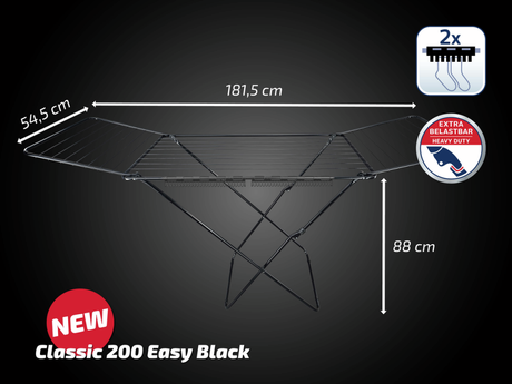 Leifheit Wäscheständer Classic 200 Easy Schwarz
