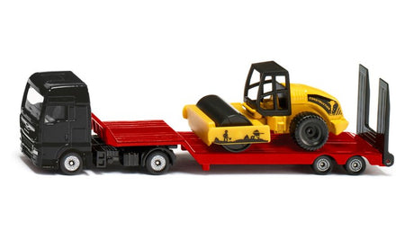 Siku 1760, Mann-LKW mit Tieflader und Walze, 1:87, Metall-Kunststoff, mehrfarbig, Spielzeugset, abnehmbarer Tieflader, bewegliche Walze
