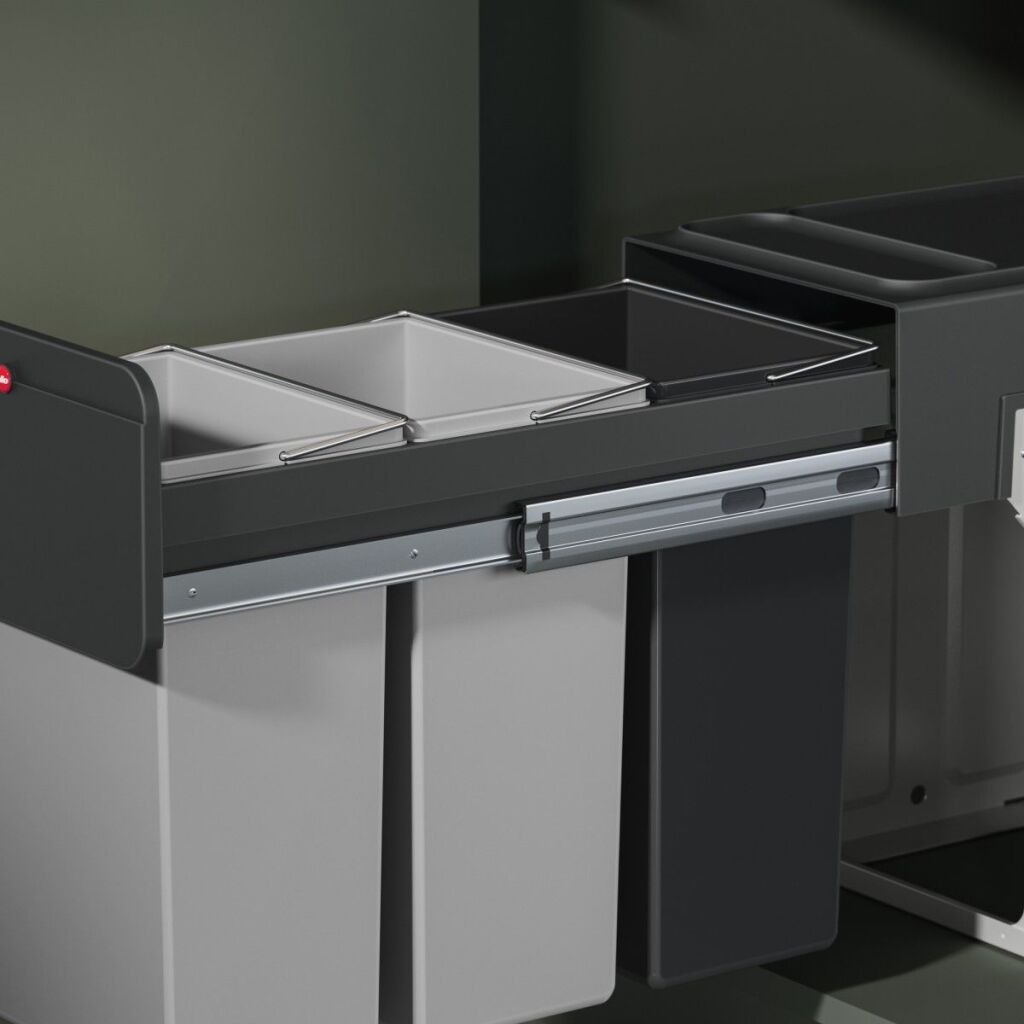 Hailo inbouwemmer eco-line trio l 3x10l staal zwart