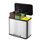 Hailo 0633-200 öko trio plus l Treteimer 3x9l Edelstahl schwarz