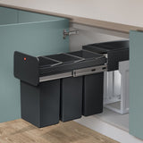 Hailo 0310-300 Ecoline Design Trio L eingebaute Abfall Biner 3x10L Schwarz