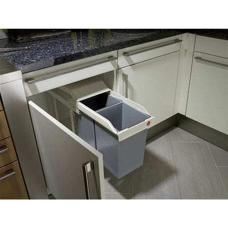 Hailo 3659-001 Multibox Duo l Einbau-Abfallbehälter 2x14l weiß silber