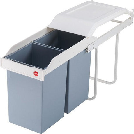 Hailo 3659-001 Multibox Duo l Einbau-Abfallbehälter 2x14l weiß silber