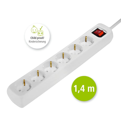 Hama Verteilerfeld 6 Steckdosen mit Schalter kindersicher 1,4 m weiß