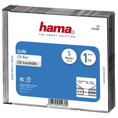Hama CD-Box Slim 5er-Pack transparent schwarz