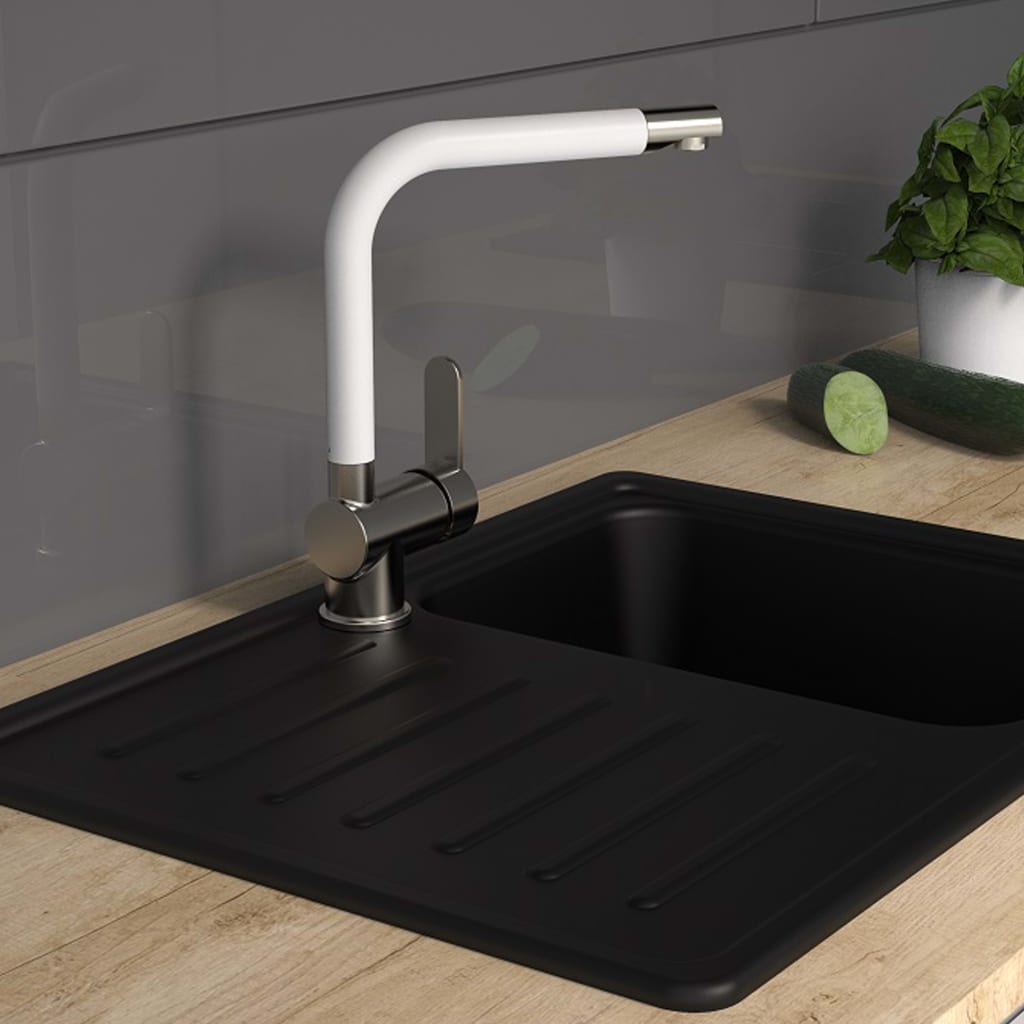 Schütte One -Button Mixer Crane mit hohem Ausgang Rio Edelstahl Matt White