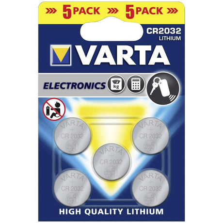 Varta Batterie Knopfzelle CR2032 Lithium 3V 5 Blister