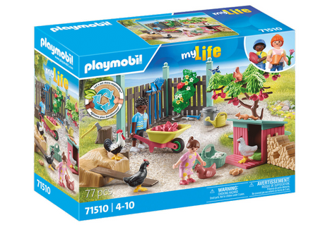 Playmobil MyLife kleine Hühnerfarm im Garten davon