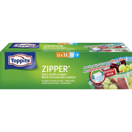 Toppits Reißverschluss-Multifunktionsbeutel 1 Liter, Karton mit 12 Beuteln