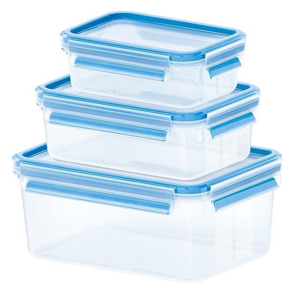 EMSA 508566 Clip Close Versholding Boxen 0,55L 1L 2,3 l 3 Stück Blau