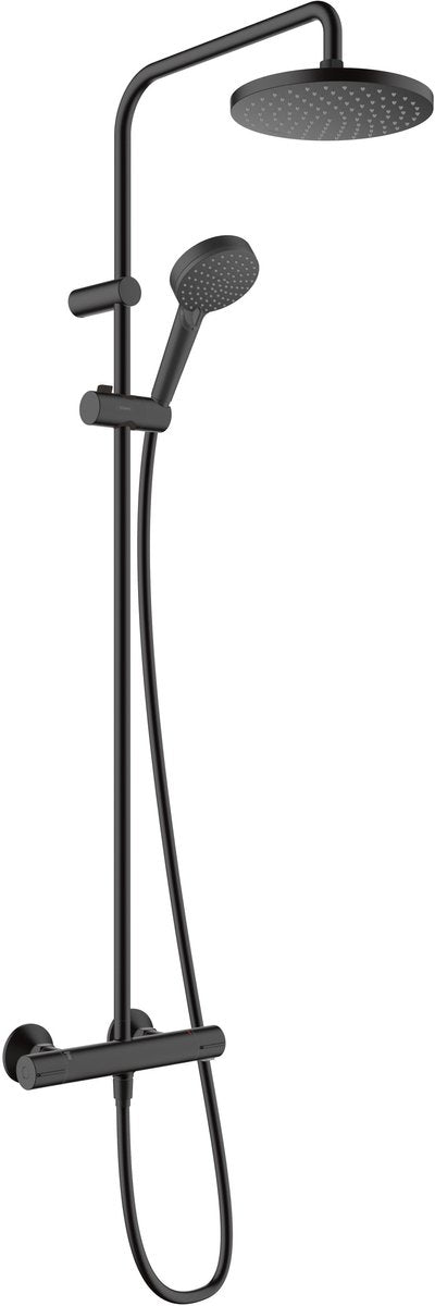 Hansgrohe vernis blend - showerpipe - 200mm maat - 1 straalfunctie - mat zwart - met thermostaat