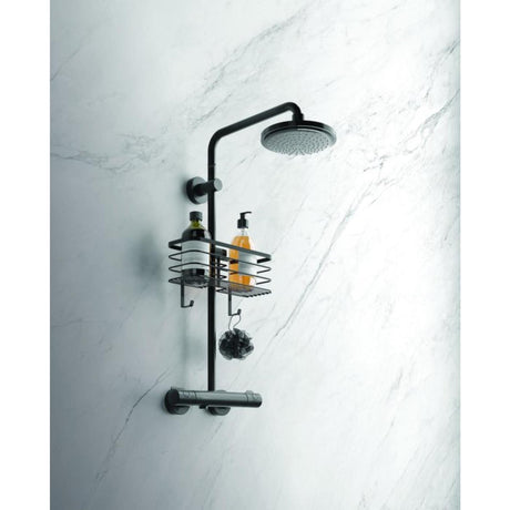Metaltex Origin Lava Touch Duschständer für Duschsäule 29x11x15cm mattschwarz (Aufhängen ohne Bohren)