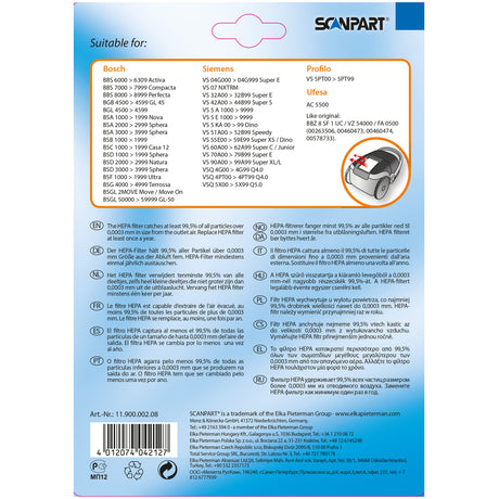 Scanpart Bosch Siemens BBZ8FS1 Hepa-Filter