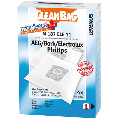 Scanpart m187ele11 Microfleece+ S-Bag Staubbeutel 4 Stück