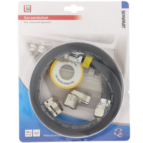 Scanpart Gasschlauch-Anschlussset 100 Zentimeter – geeignet für freistehenden Gasherd – nl