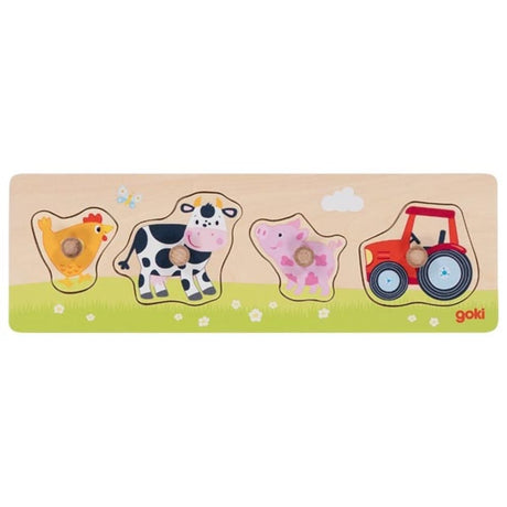Goki Puzzle - Auf dem Bauernhof - 4 Teile - 30x10x2,4cm - Holz - 1+