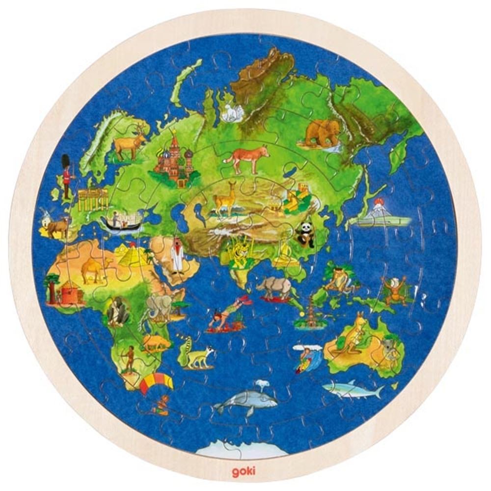 GOKI Doppel -Seiten -Holz -Puzzle - Globe, 57st.