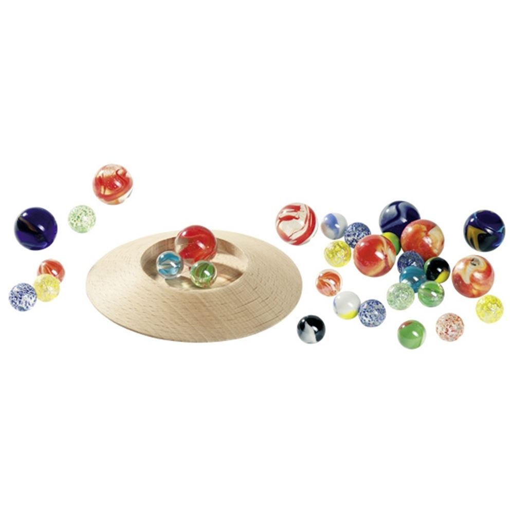 Goki Murmelbrettspiel mit 31 Murmeln. 12 cm.